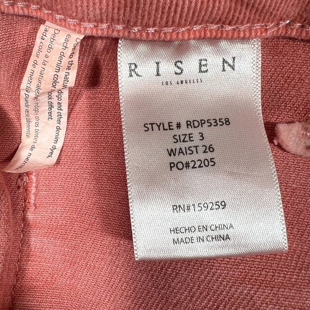 Risen Los Angeles Womens Coral Denim Patch Pocket Bell Bottom Jeans Size 3/26 - Picture 12 of 16